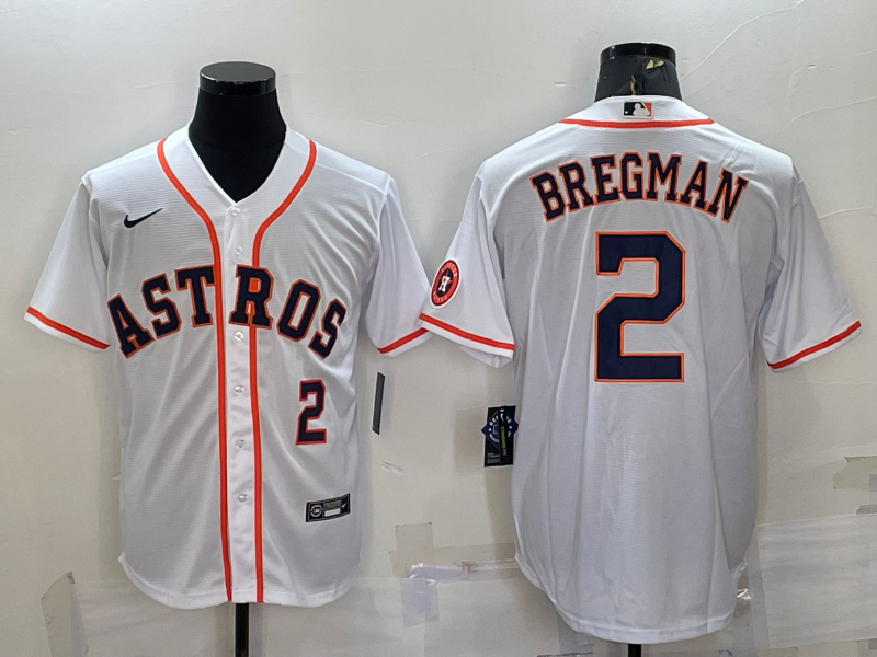 Men's Houston Astros #2 Alex Bregman White With Patch Cool Base Stitched Jersey Men's Houston Astros #2 Alex Bregman White With Patch Cool Base Stitched Jersey